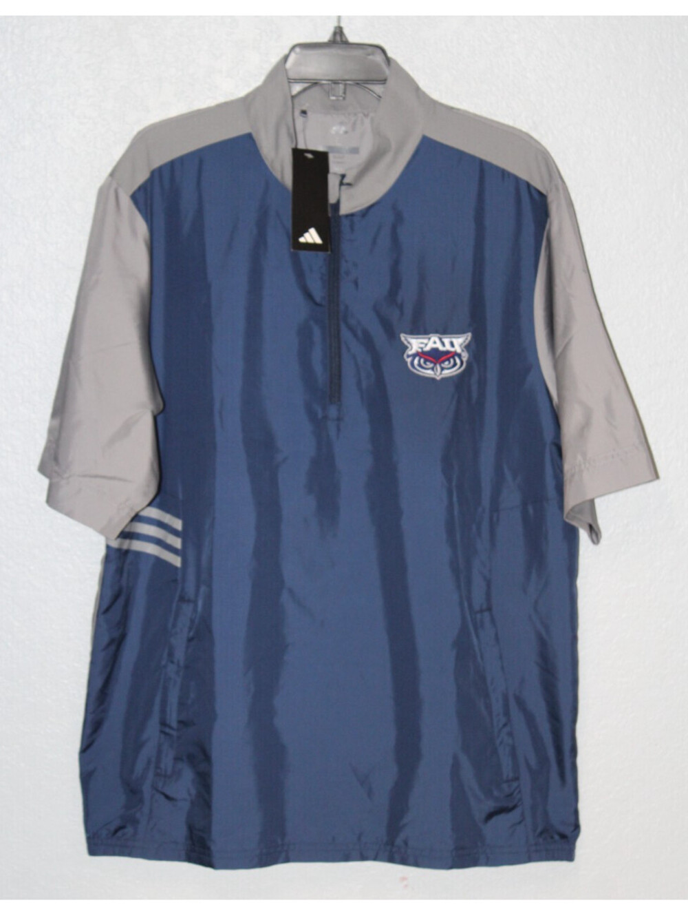 NEW Adidas FAU Florida Atlantic Owls Quarter 1/4 Zip S/S Windshirt Men LARGE NWT
